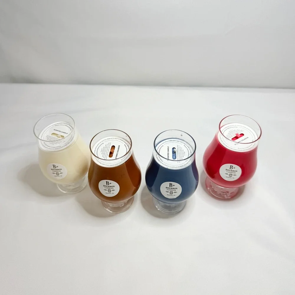 Glencairn B+ Bourbon Candles Hand Poured Scented Glass Set‎ of 4 Fathers Day